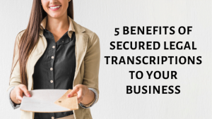 a female transcriber in suit holding legal documents