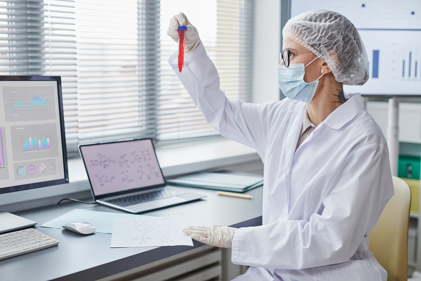 Scientist engaging in biotech research